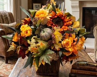 XL FALL FLORAL Arrangement, Formal Table Centerpiece, Silk Floral Arrangement, Table Arrangement, Home Decor Thanksgiving Decor #115