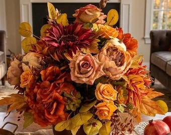 LARGE FALL FLORAL Arrangement Formal Table Centerpiece Silk Floral Arrangement Table Arrangement Home Decor Luxury Floral Design Floral #110