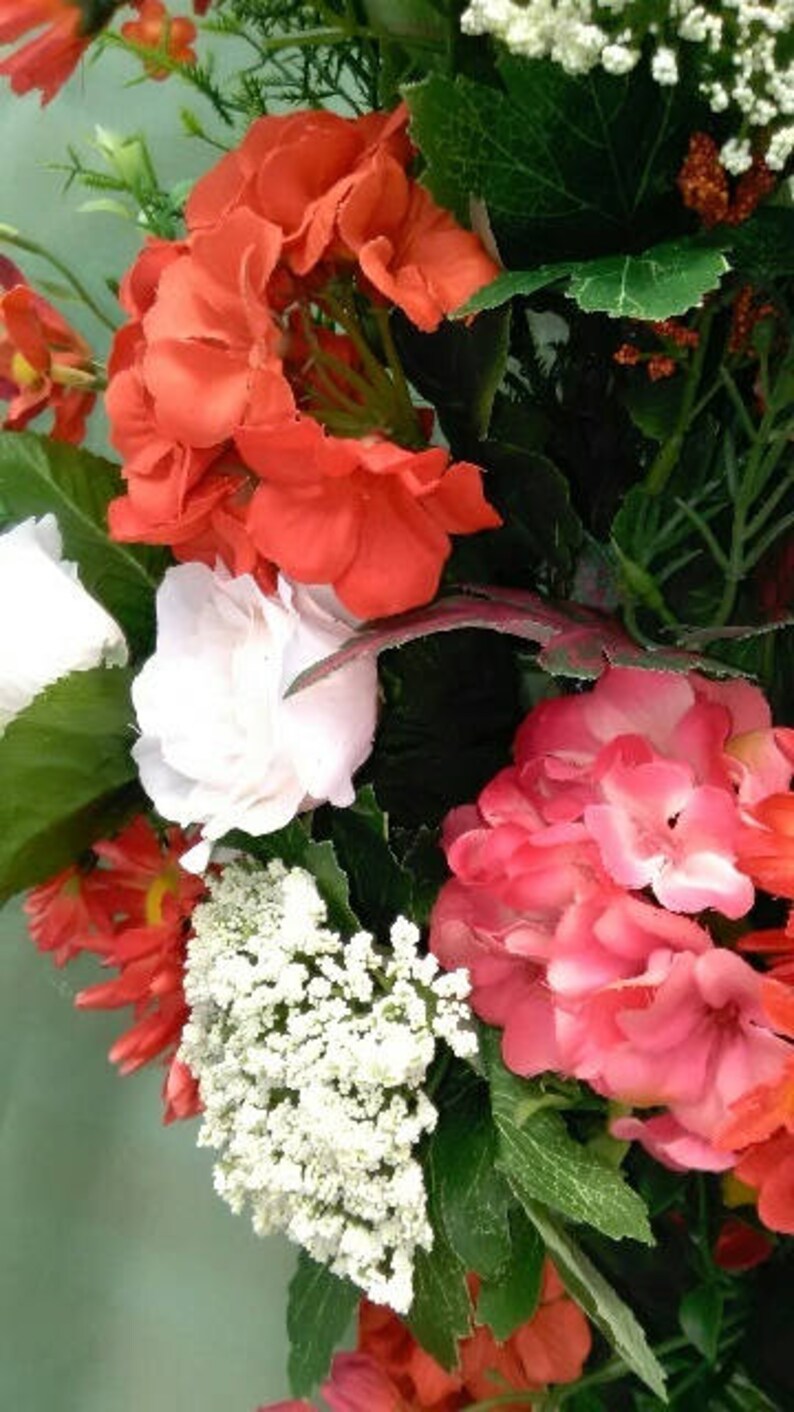 Geranium Wreath Summer Wreath Door Wreath Silk Flower Etsy