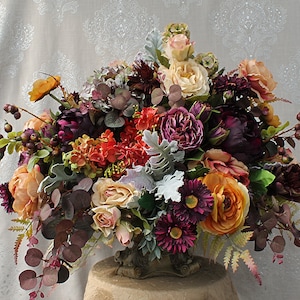 XL TUSCAN FLORAL Arrangement, Formal Table Centerpiece, Silk Floral Arrangement, Table Arrangement, Home Decor, Luxury Floral Design, Floral