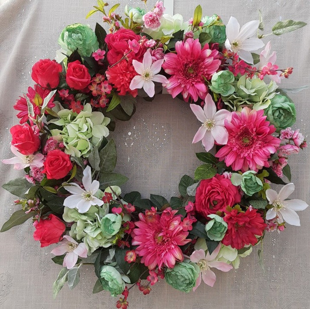 XL SILK Floral Wreath Silk Floral Wreath Home Decor Wreath Etsy