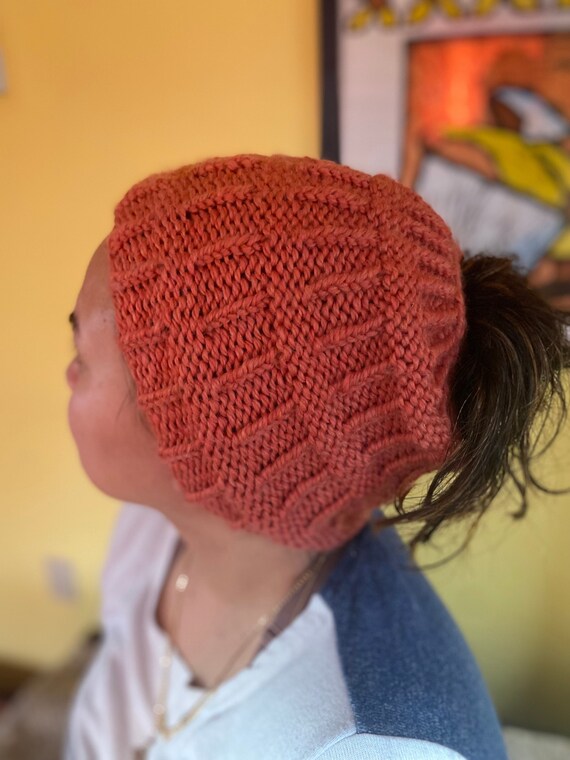 Alexandra's Pony Tail Hat PDF Knitting Pattern