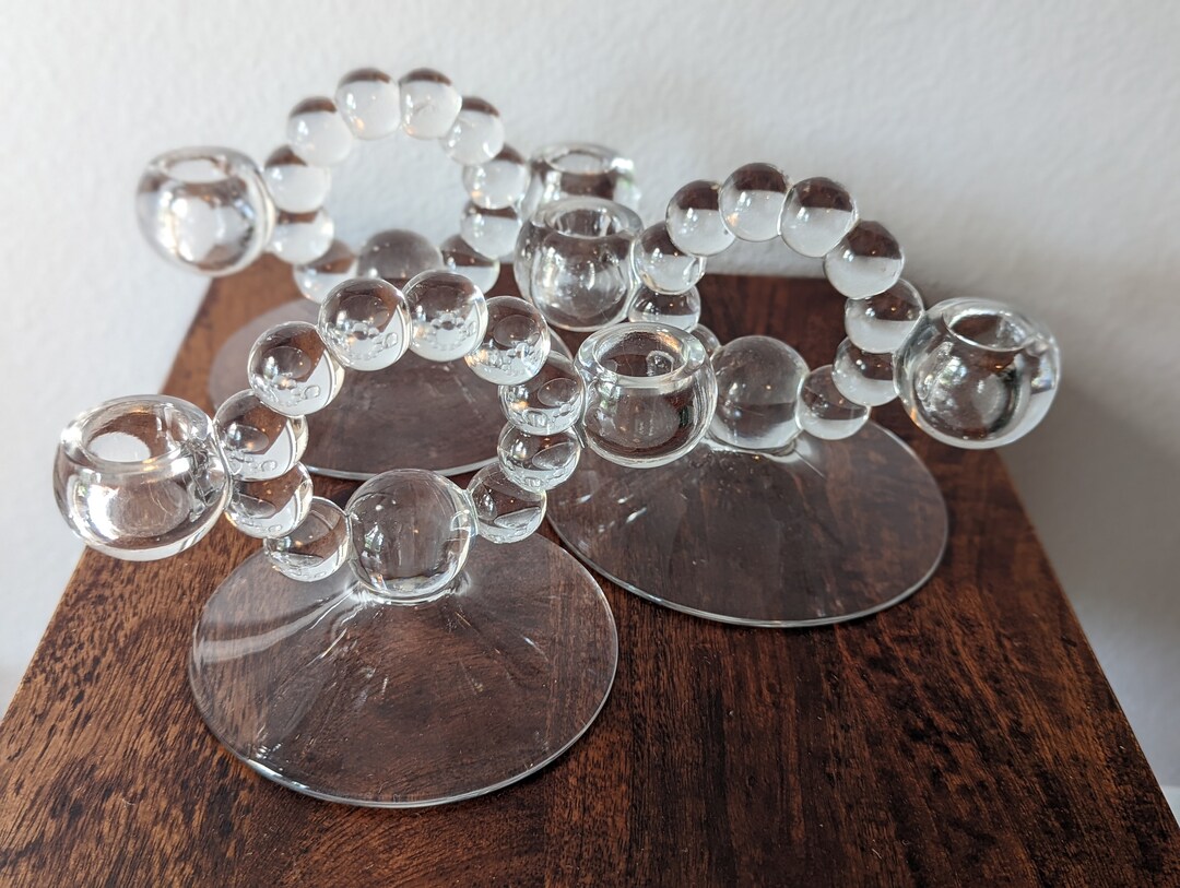 Imperial Double Glass Bubble Candle Holders Set of 3 Etsy