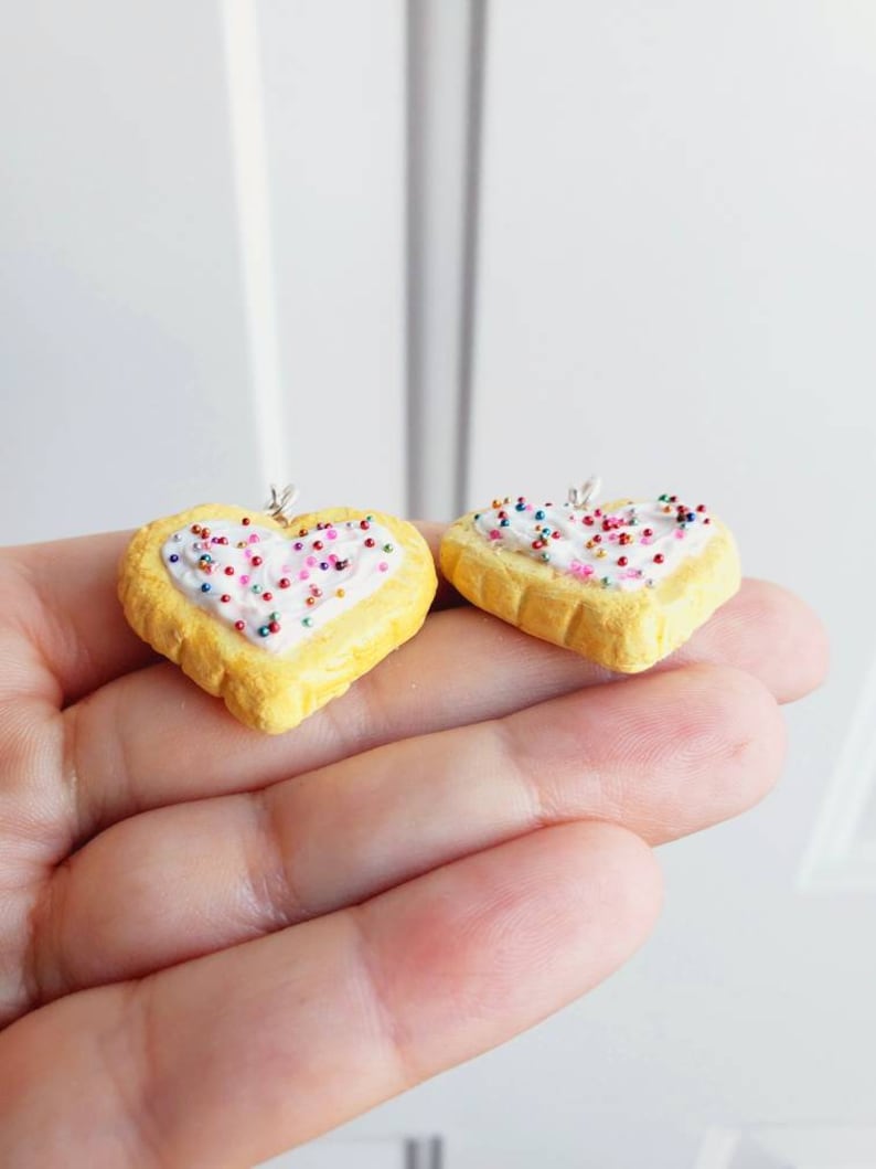 Cute Vanilla Sprinkle Heart Sugar Cookie Bakery Food Earrings