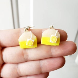 Lemon Tea Bag Earrings,Food Earrings,Clay Earrings,Miniature Earrings