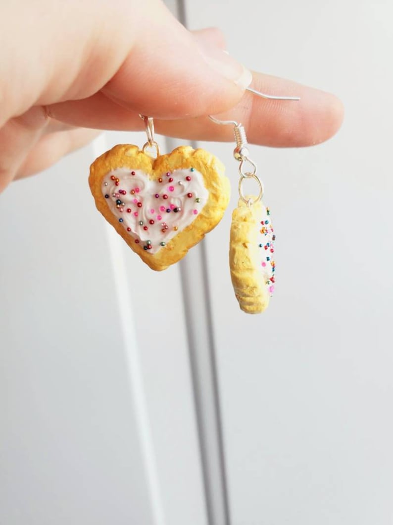 Cute Vanilla Sprinkle Heart Sugar Cookie Bakery Food Earrings
