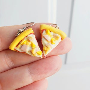 Hawaiian Pizza Slice Earrings,Clay Earrings, Food Earrings