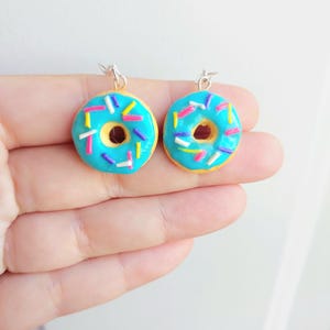Turquoise Doughnut Earrings,Bakery Earrings,Food Earrings,Miniature Earrings