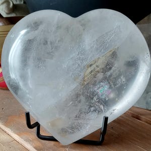 Clear Quartz Heart (XL) Devic Temple Quartz, Manifestation, Mind Power, Crystal Enhancer, Crystal Grid, Rainbows & Faerie Frost Quartz