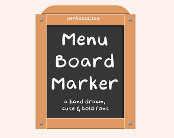 Menu Board Marker, simple hand-drawn print font, OFT TTF, for digital journaling, Goodnotes, Cricut, cute & bold handwritten digital font