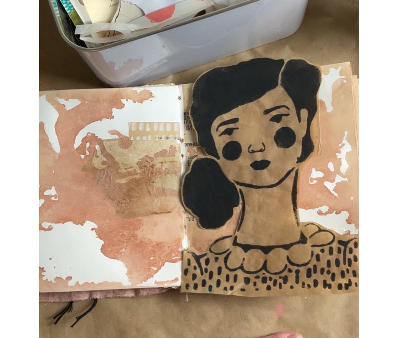DIY Stencil of a Girl with a Bun for Art Journaling. Original Art. Instant Download. Use with cut machines. Or use for journaling. SVG EPS image 5