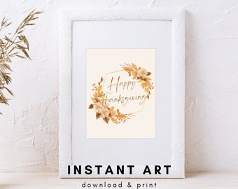 Printable Thanksgiving Home Decor, plus BONUS Free "I'm so Thankful For..." Printable Table Place Cards. Instant Download Fall watercolor