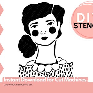 DIY Stencil of a Girl with a Bun for Art Journaling. Original Art. Instant Download. Use with cut machines. Or use for journaling. SVG EPS image 6