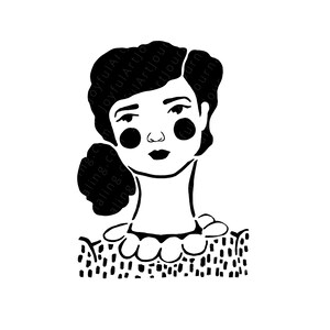 DIY Stencil of a Girl with a Bun for Art Journaling. Original Art. Instant Download. Use with cut machines. Or use for journaling. SVG EPS image 2