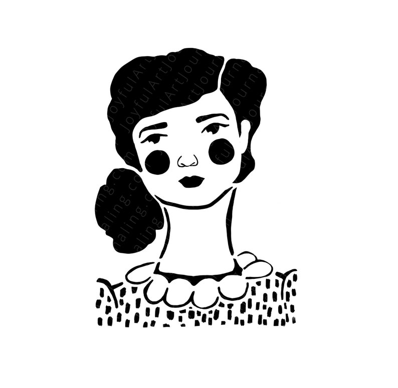 DIY Stencil of a Girl with a Bun for Art Journaling. Original Art. Instant Download. Use with cut machines. Or use for journaling. SVG EPS image 2