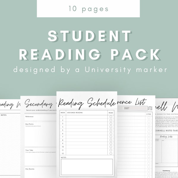 Student Reading and Reference Pack | College, University Student Referencing Pack | Editable and Printable Referencing | Instant Download