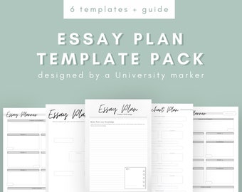 Plantilla de plan de ensayo Paquete 5 / Paquete de plantillas de ensayo para estudiantes universitarios / Plan de ensayo editable e imprimible / Descarga instantánea