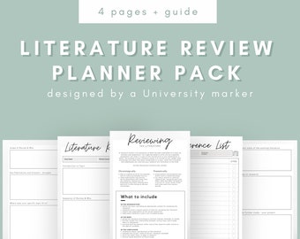 Paquete de revisión de literatura para estudiantes / Paquete de revisión de literatura para estudiantes universitarios y universitarios / Revisión de literatura editable e imprimible / Descarga instantánea