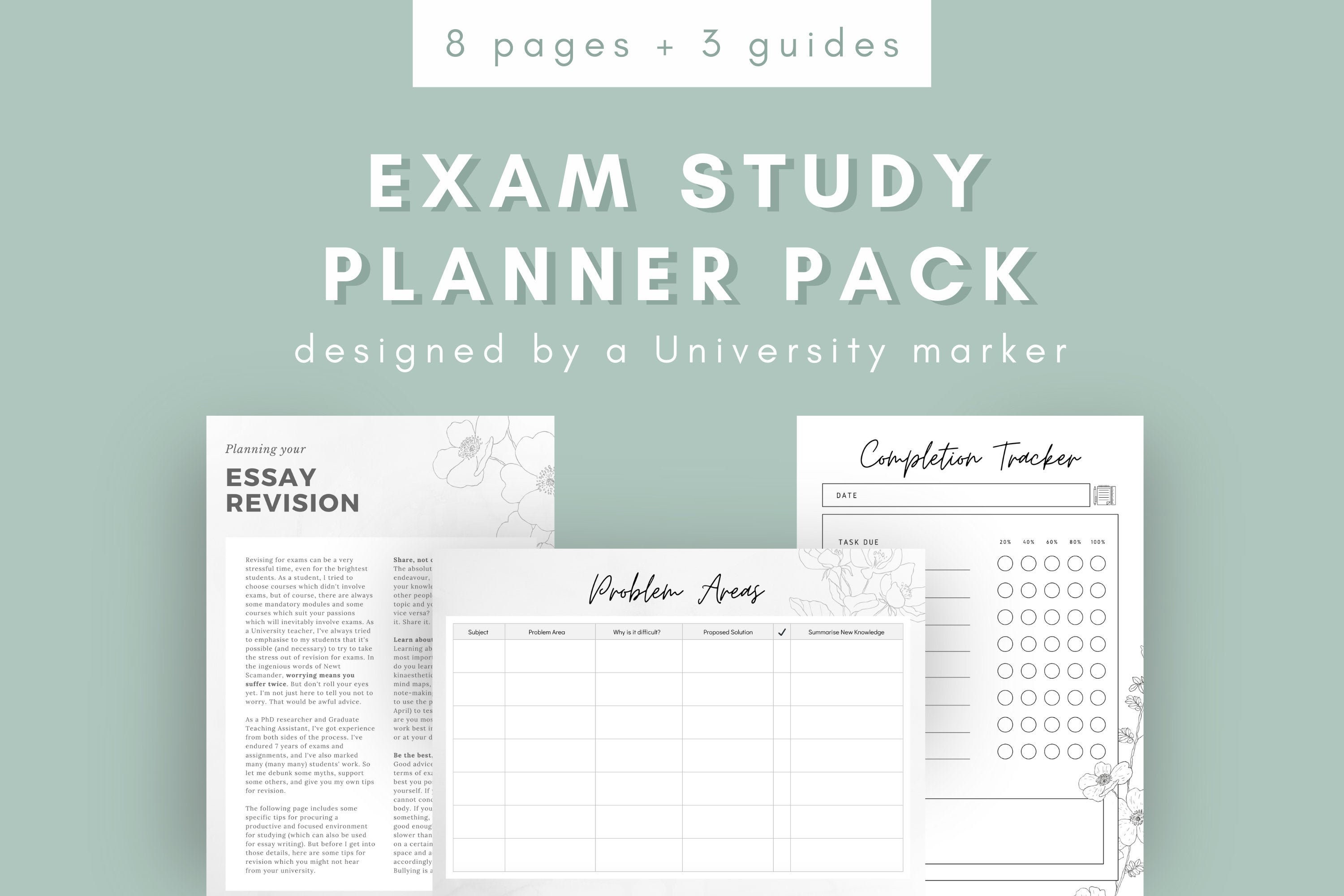 exam-study-planner-printable-pack-student-exam-revision-etsy-uk