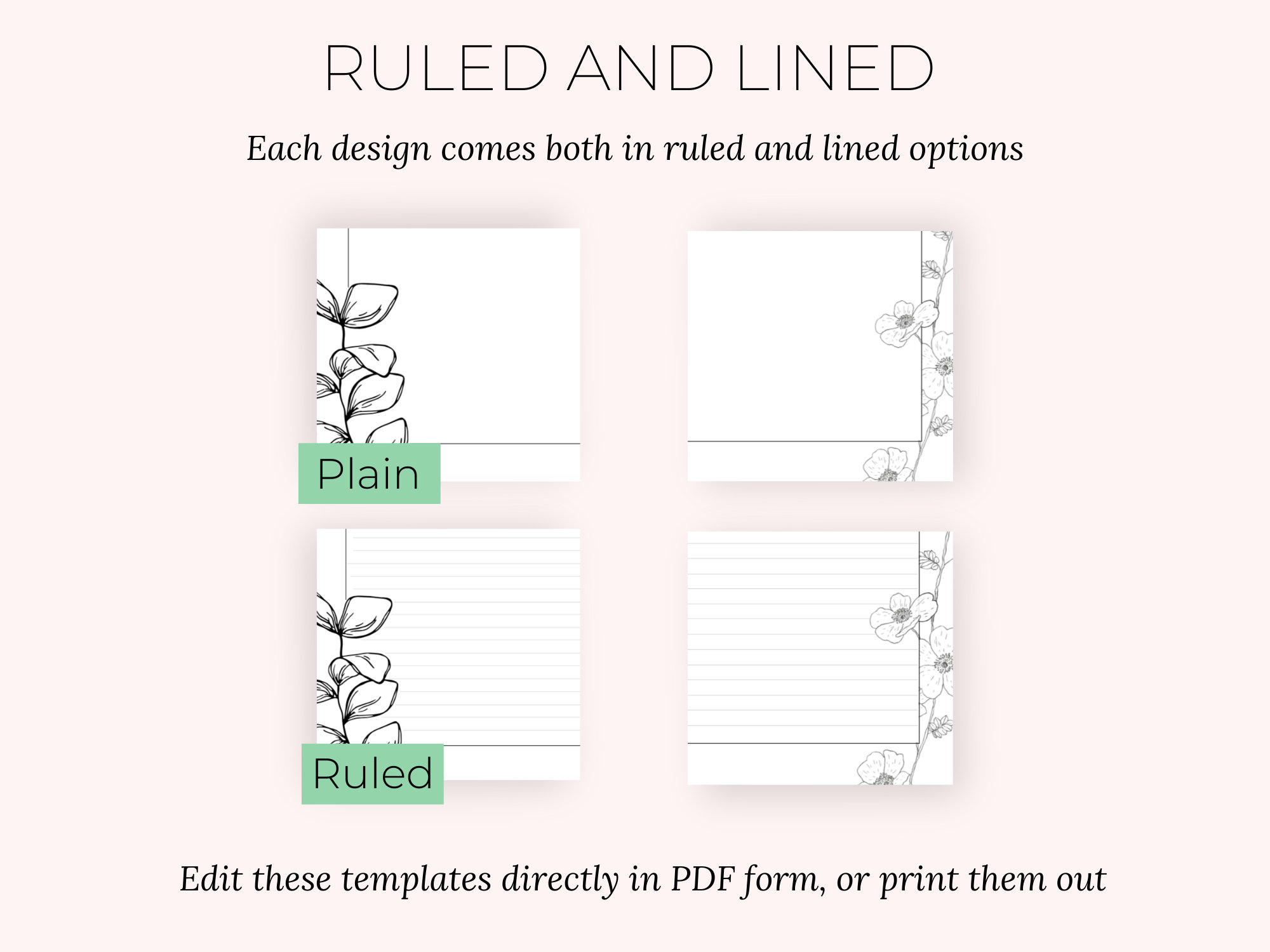 Botanical Decorative Letter Writing Set Floral Printable Etsy