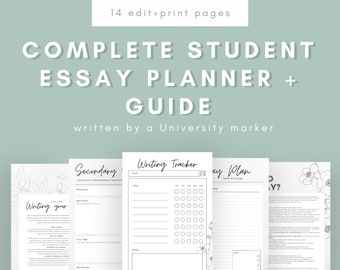 Guía completa de redacción y paquete de planificación / Plantilla de redacción para estudiantes universitarios / Editable e imprimible / Descarga instantánea