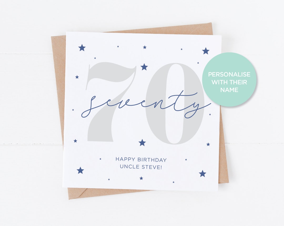 Personalised 70th Birthday Card | Card for Him | Special Milestone ...