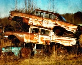 Junkyard Car, Vintage cars, Abandoned Automobile, Three Amigos, Stacked Cars, Old Cars, Car Lover Gift, old BMWs, Car Collector, Car Print