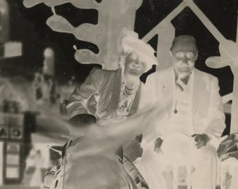 vintage original 1940s real photo postcard STRANGE ABSTRACT REVERSE image couple w/ donkey Street Photograph eerie in 8 X 10 archival mat