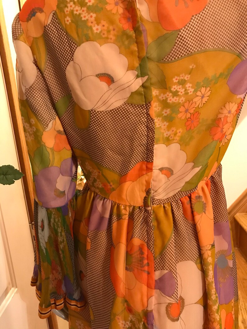 1960\u2019s Homemade Orange Dress with Bell Sleeves