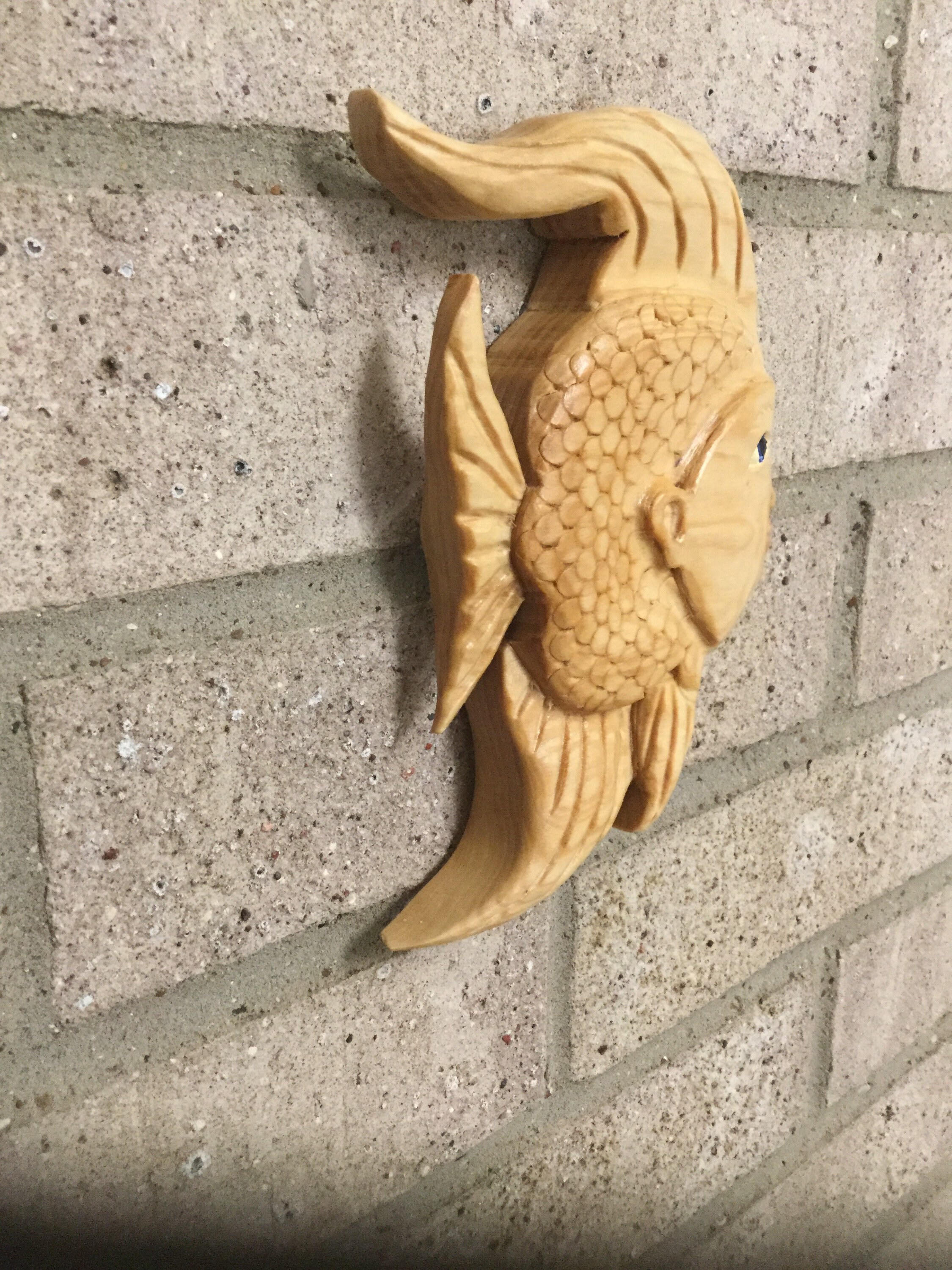 Whimsical fish wood spirit fish hand carved fish wall art Etsy