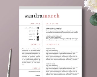 modern resume template 2 page resume 1 page cover letter etsy cover letter 1 page