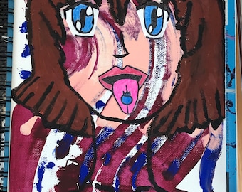 Pintura abstracta temática de arándano sexy de técnica mixta