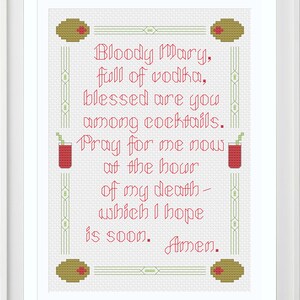 Bloody Mary, Full of Vodka // Archer Prayer - Cross Stitch Pattern - Instant Download