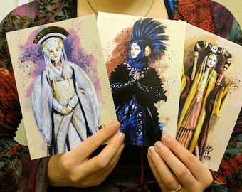Paquete Reina Amidala: 3 impresiones de dibujos a lápiz de color de fanart de Star Wars PREORDEN