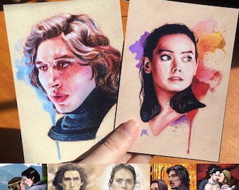Imanes para nevera de Reylo - 3 1/2 x 5 pulgadas - Arte de fan de Star Wars, Kylo Ren, Rey