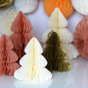 Paper Christmas tree honeycomb decoration / custom color / hanging decoration / christmas decor / party / room / holiday decor / backdrop image 1