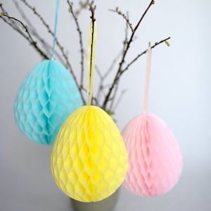Honeycomb easter eggs decoration set / Easter decorations spring Decor easter tissue paper decor spring party image 1