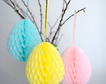 Honeycomb easter eggs decoration  set /  Easter decorations | spring Decor | easter tissue paper decor| spring party