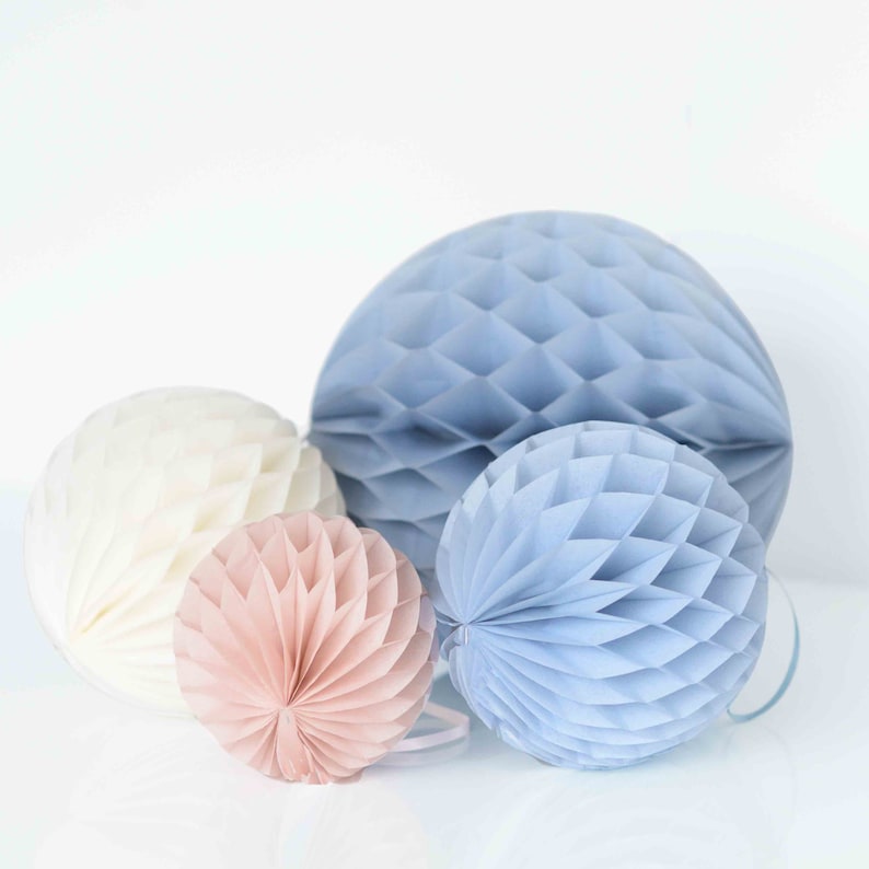 Dusty blue Tissue paper vinatge blue hanging Etsy