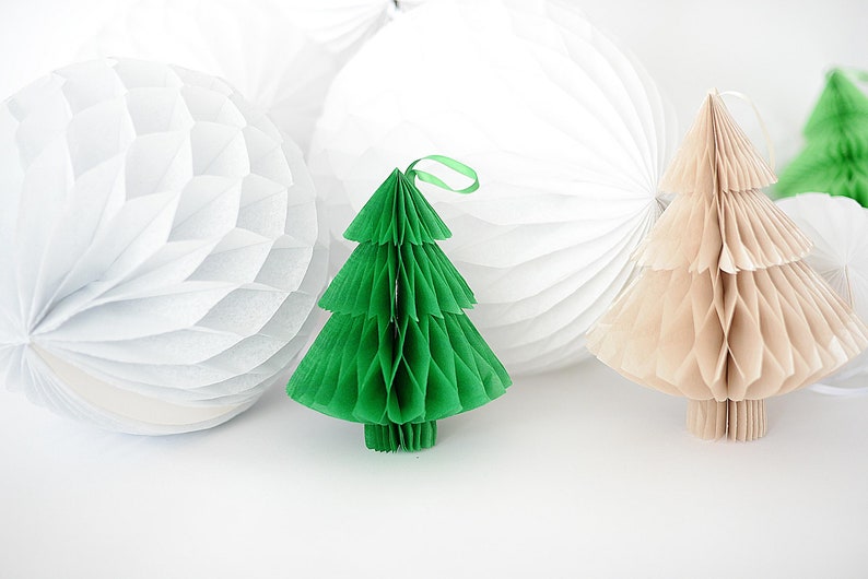 Christmas tree paper honeycomb decoration / hanging decoration /party decorations / wedding decorations / backdrop /xmas holiday decor image 3