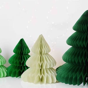 Christmas tree set of 4 paper honeycomb party decorations Custom colours Chritmas holiday home decor office classroom xmas holiday decor