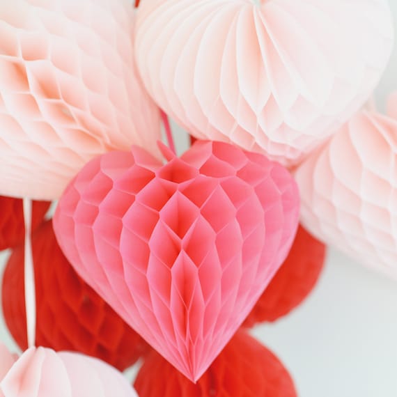 Jumbo Valentine Pink & White Honeycomb Hanging Decorations - 2 Pc.