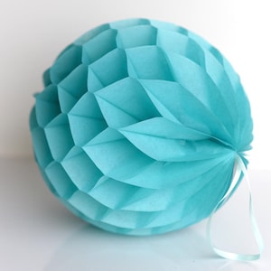 Caribbean blue Tissue paper honeycomb ball-hanging wedding party decorations-paper lantern-birthday decor-round paper ball - bright poms