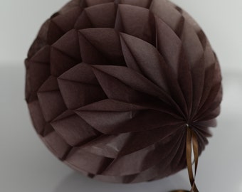 Brown tissue paper honeycomb ball -  hanging wedding party decorations - 35cm | 30cm | 25cm | 20cm | 15cm  |10cm