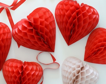 Heart shaped honeycomb decoration / hanging decoration / valentine / party decorations / wedding decorations