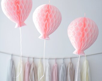 Set of 3 tissue paper honeycombs BALLOONS custom colors hanging birthday party wedding baby shower decor