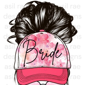Wedding Bride Messy Bun Black Hair PNG Digital Download Sublimation