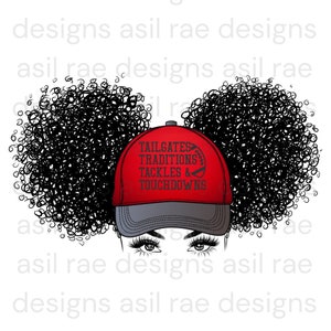 Afro Puffs Football Messy Bun PNG Digitale Download Sublimatie
