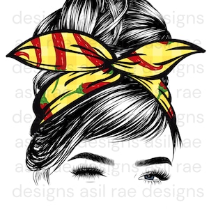 Spicy Peppers Blue Eye Wink Messy Bun PNG Digital Download Sublimation