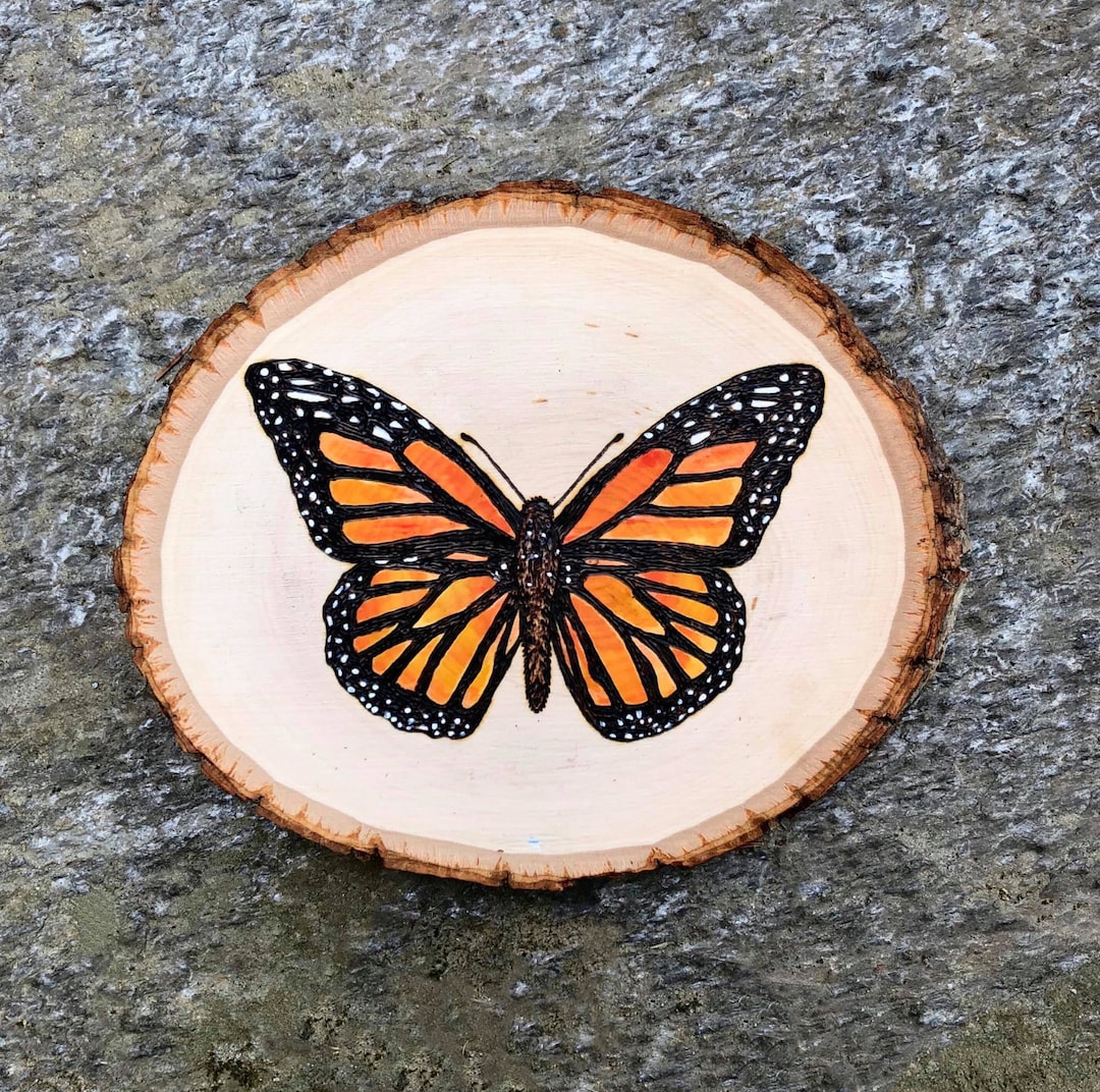Monarch Butterfly Wood Burning Painting Art Etsy